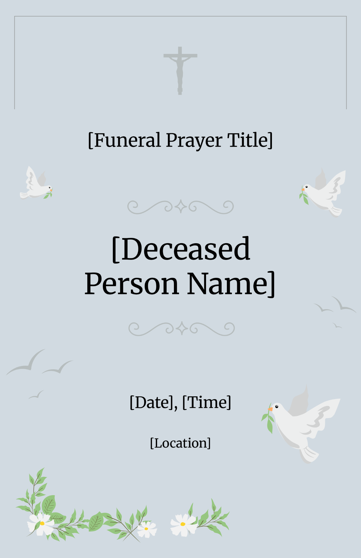 Free Blank Funeral Prayer Poster Template to Edit Online