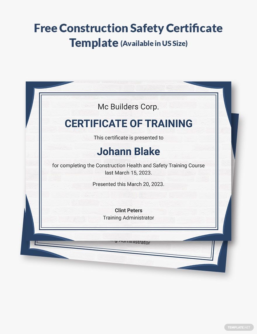 Safety Training Certificate Sample