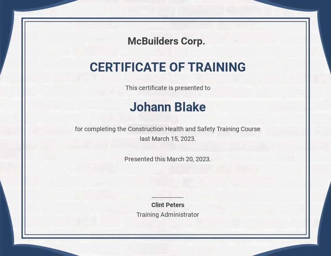 Construction Safety Certificate Template - Word  Template.net With Safety Recognition Certificate Template