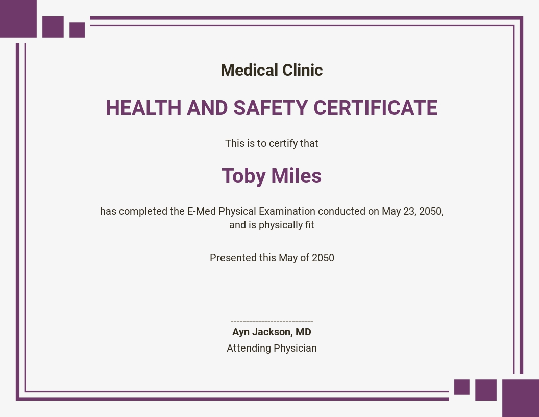 safety certificate download
