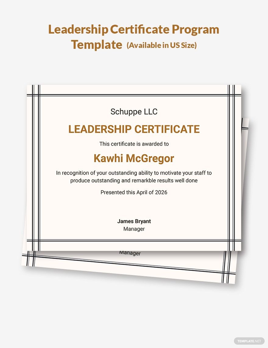 Leadership Certificate Program Template in Word, Google Docs, Apple Pages, Publisher