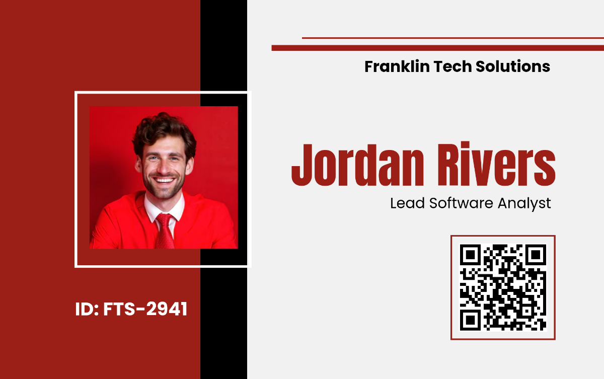 Free Horizontal ID Card with QR Code Template