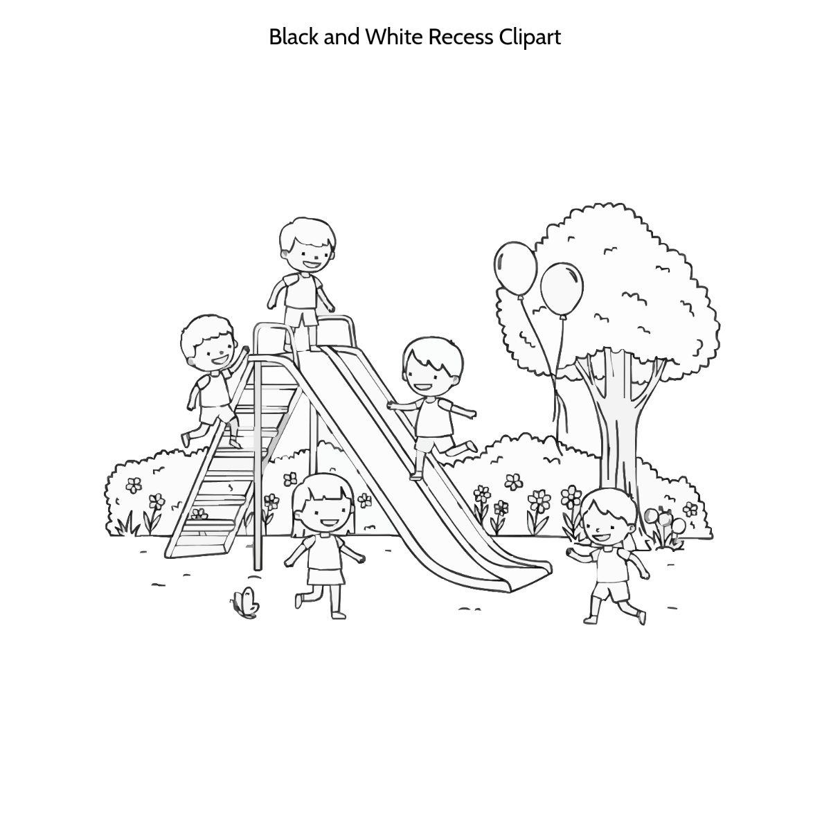 Free Black and White Recess Clipart to Edit Online