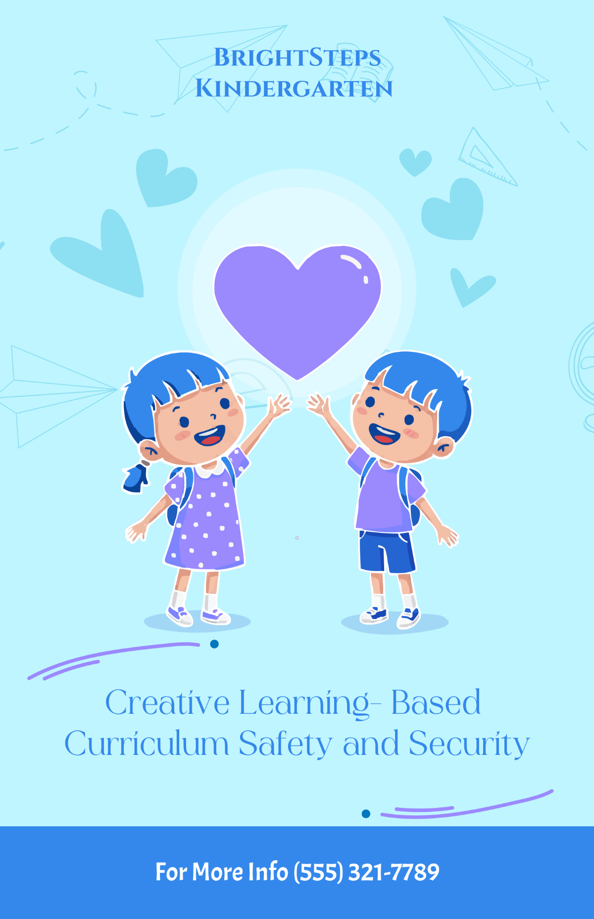 Free Blue Kindergarten Care Poster Template