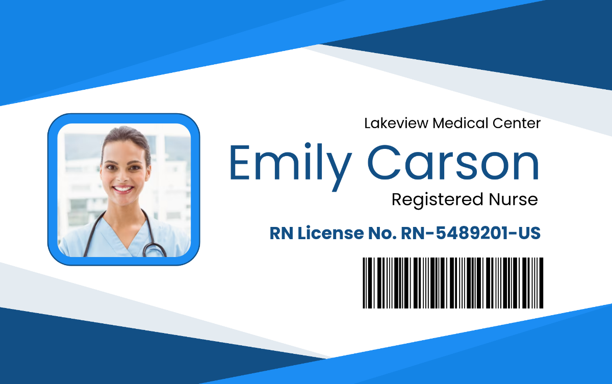 Free Blue and White Horizontal Nurse ID Card Template