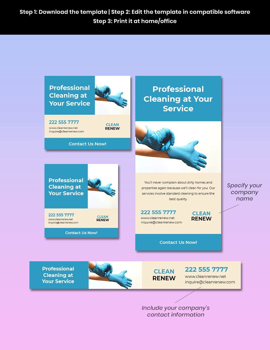 Professional Cleaning Service Banner Template Format