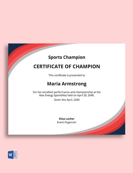 certificate champion award template templates publisher word