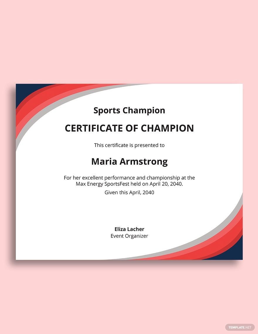 Champion Award Certificate Template