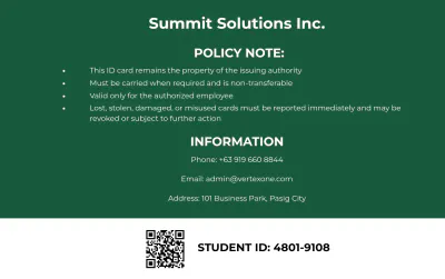 Free Green Horizontal ID Card Layout Template to Edit Online