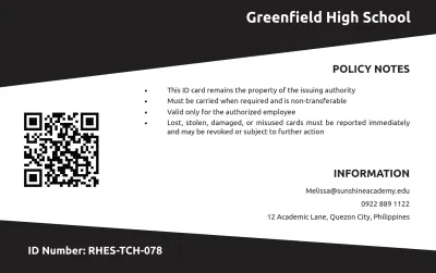 Free Colorful Horizontal Teacher ID Card Template to Edit Online