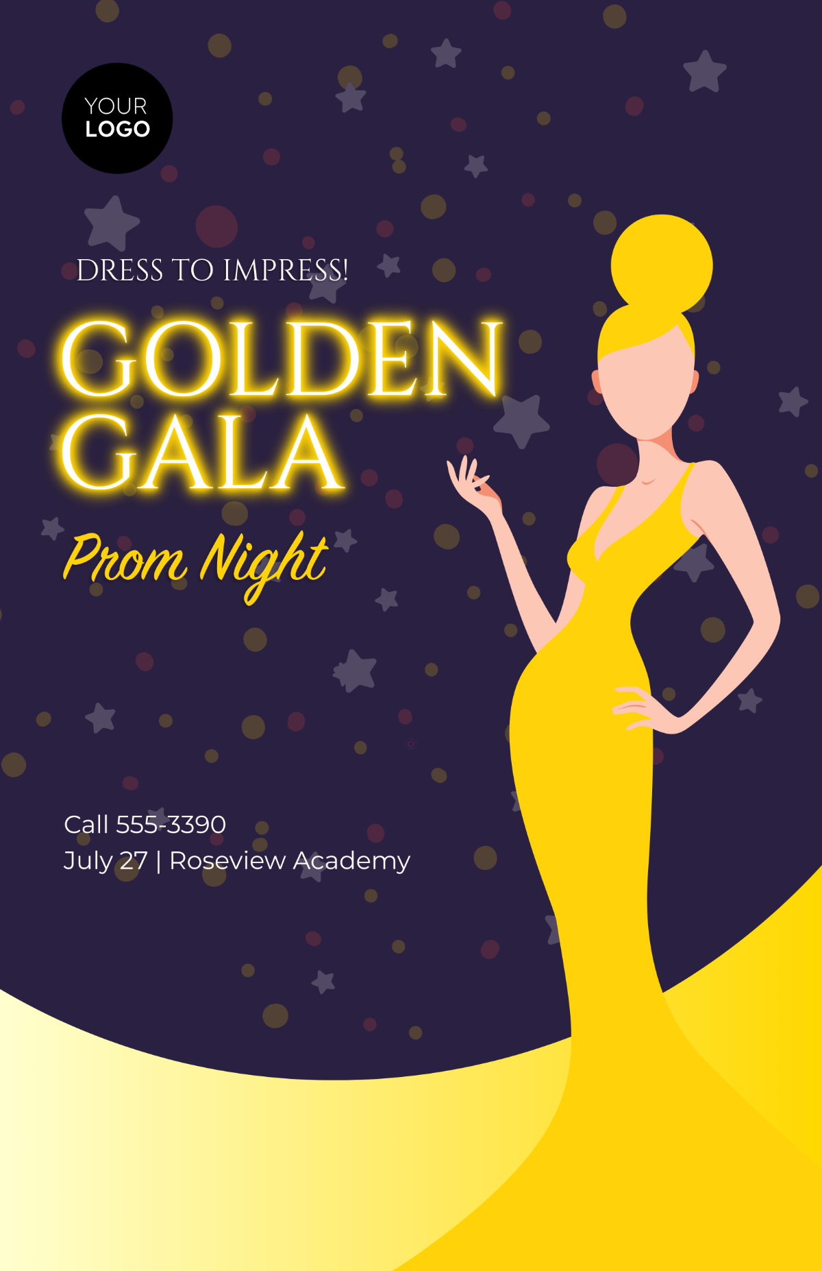 Free Gold Prom Dress Poster Template