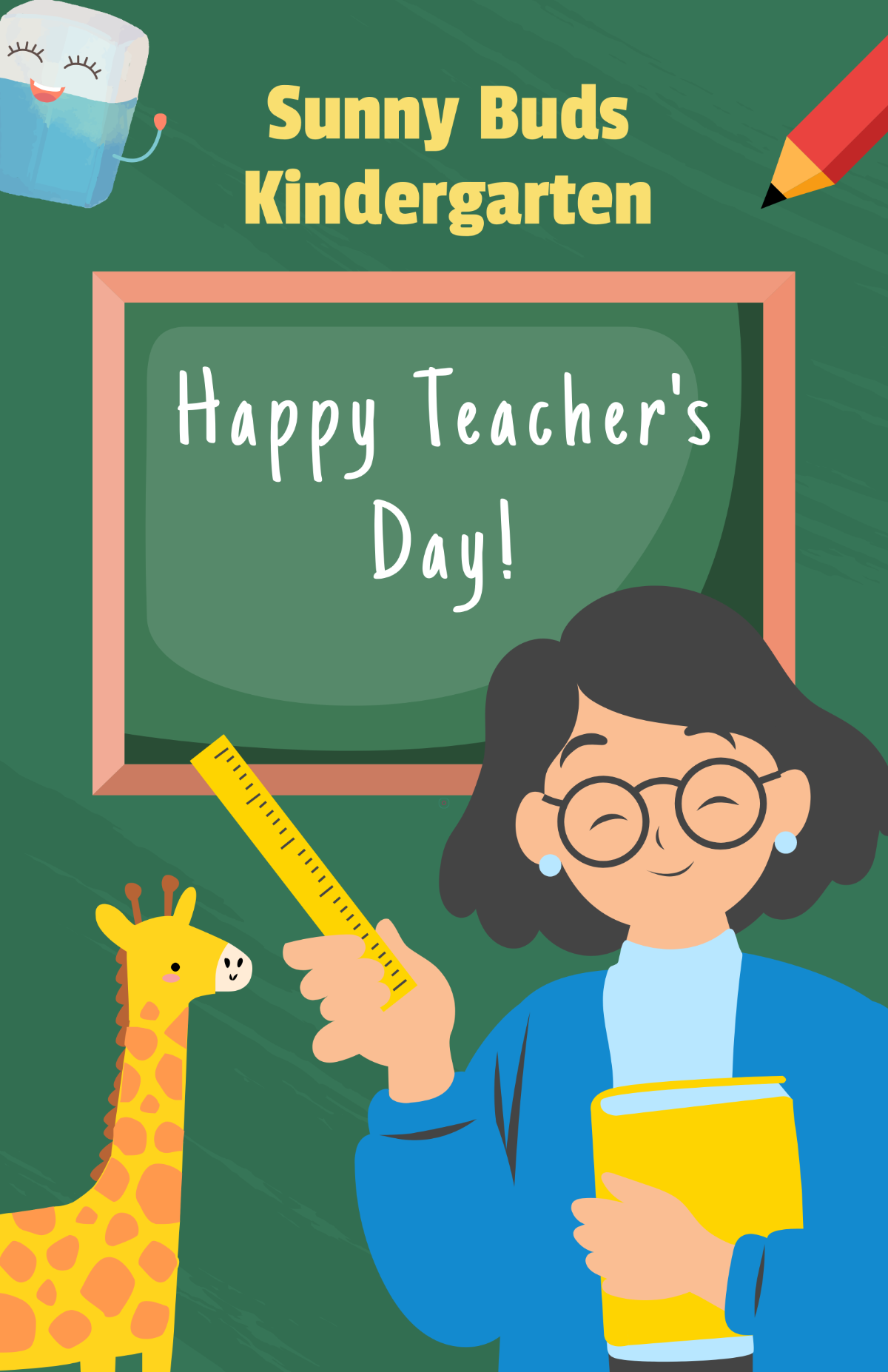 Free Kindergarten Teacher's Day Poster Template
