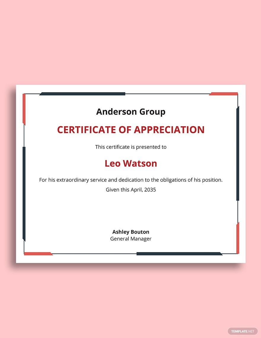 Corporate Appreciation Certificate Template