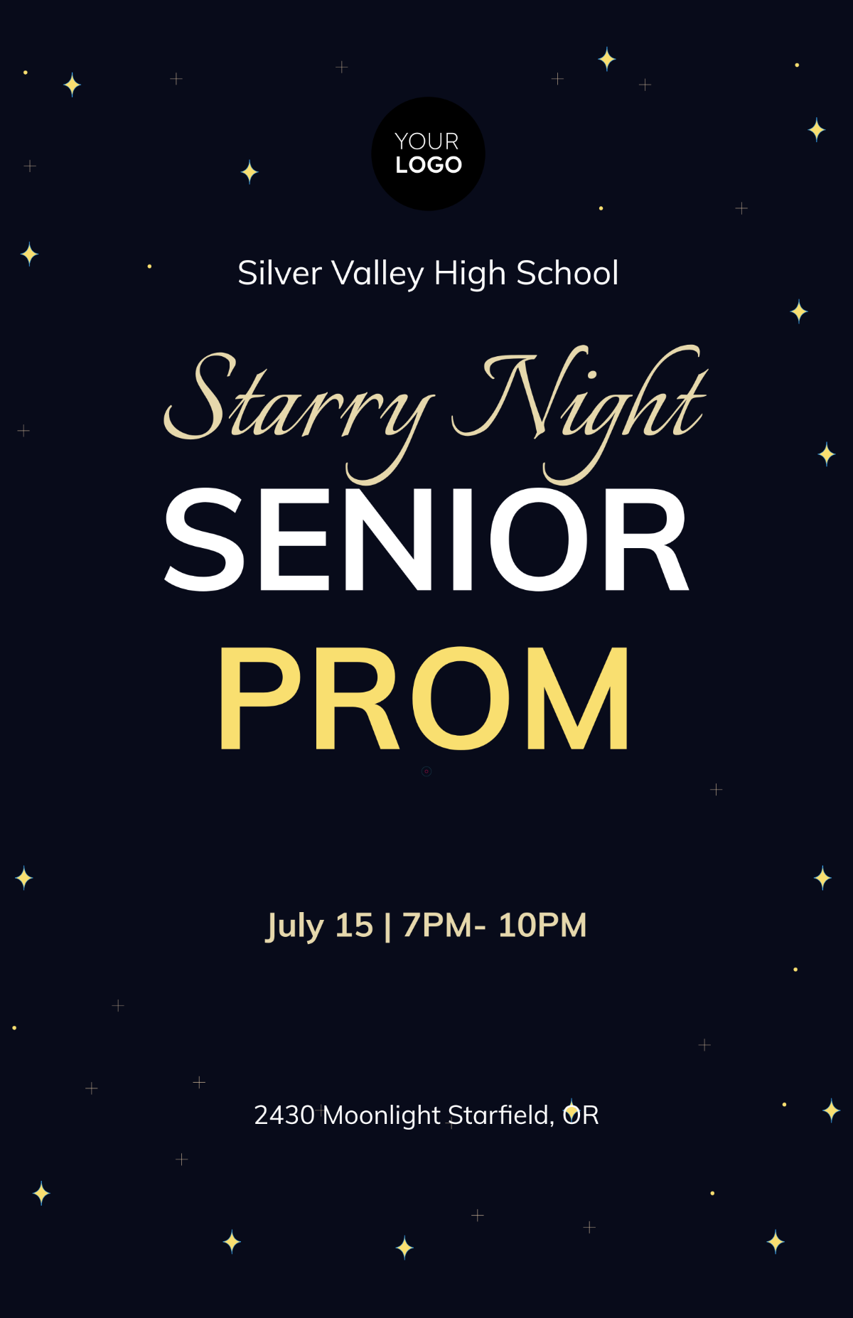 Free Simple Starry Prom Poster Template