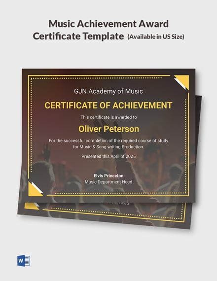 Music Achievement Certificate Template