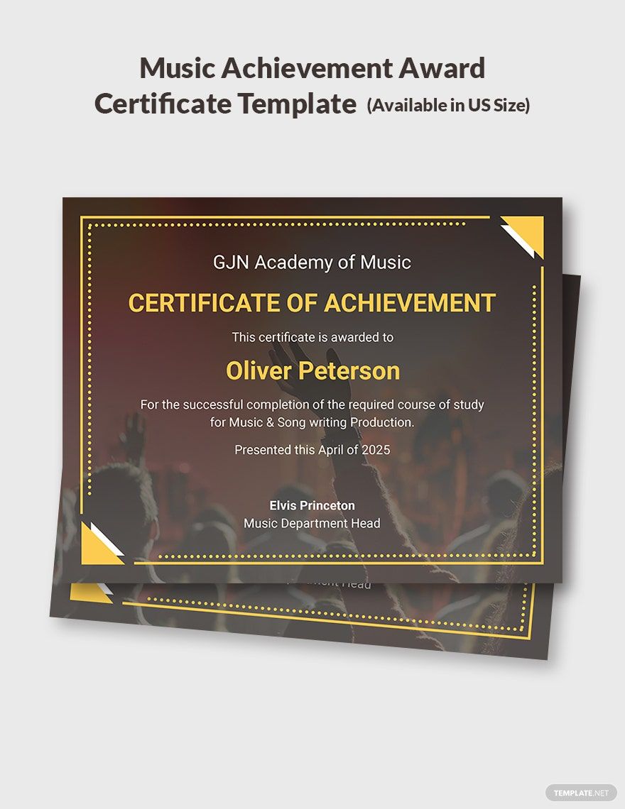 Free Music Achievement Certificate Template