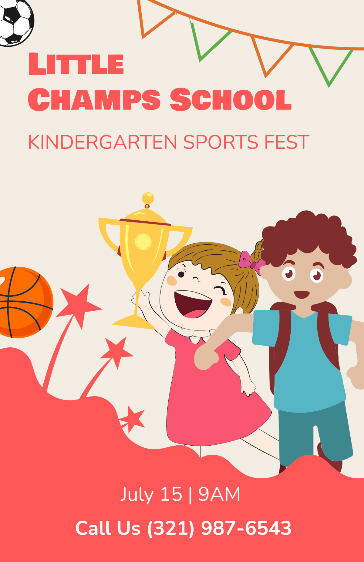 Free Red Kindergarten Event Poster Template