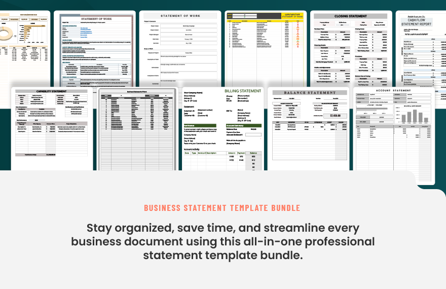 30+ Business Statement Template Bundle