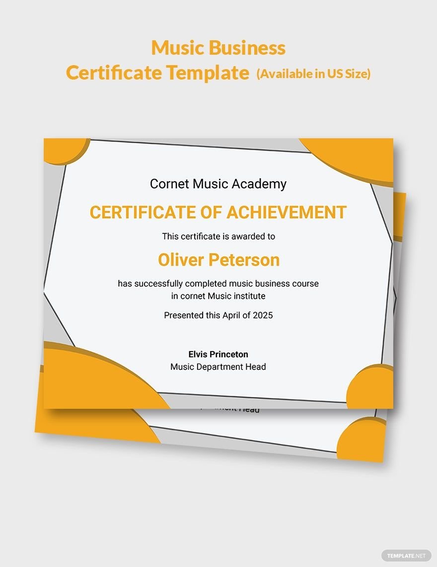 Music Business Certificate Template