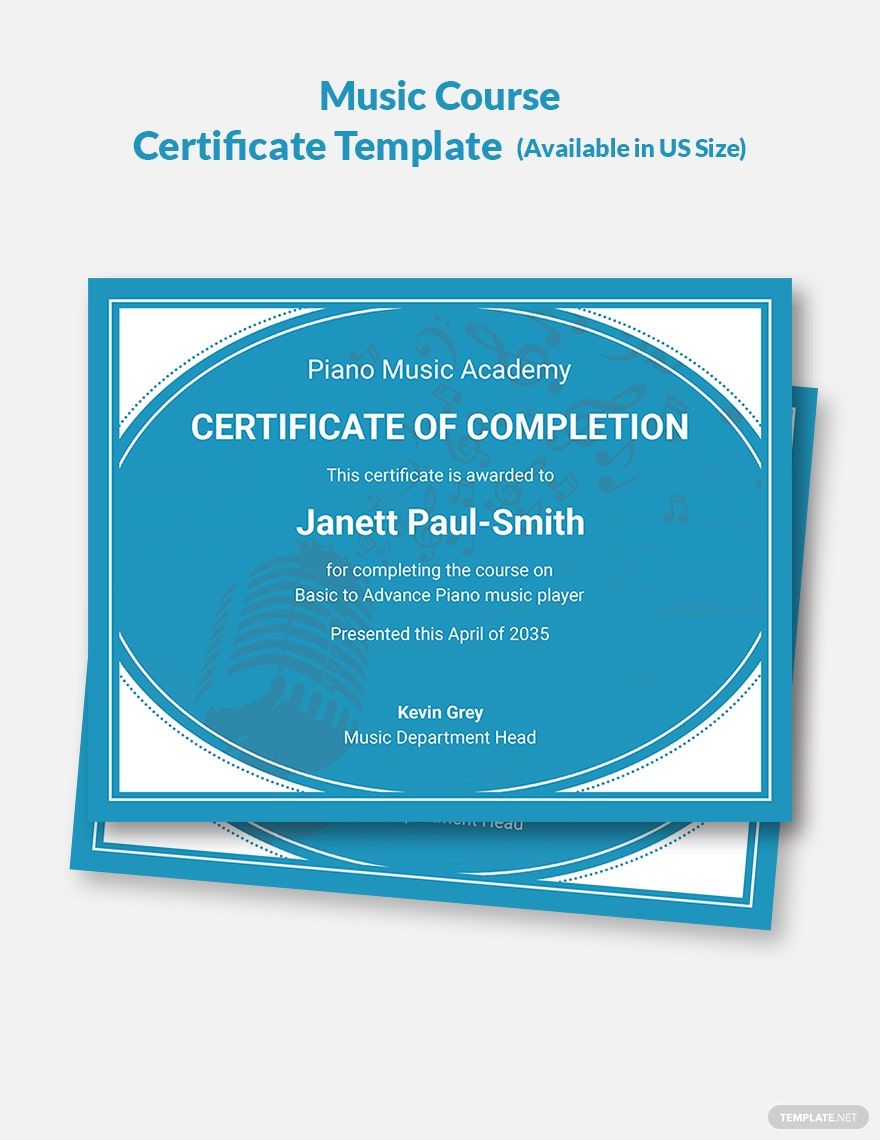 Music Course Certificate Template