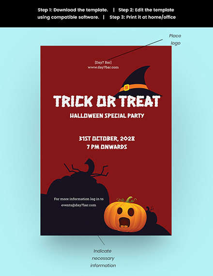 Free Halloween Trick or Treat Poster Template to Edit Online