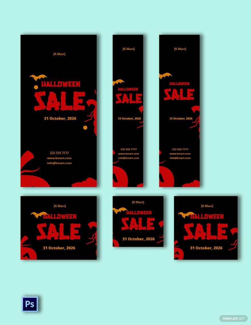 Free Halloween Sale Online Banner Template in PSD