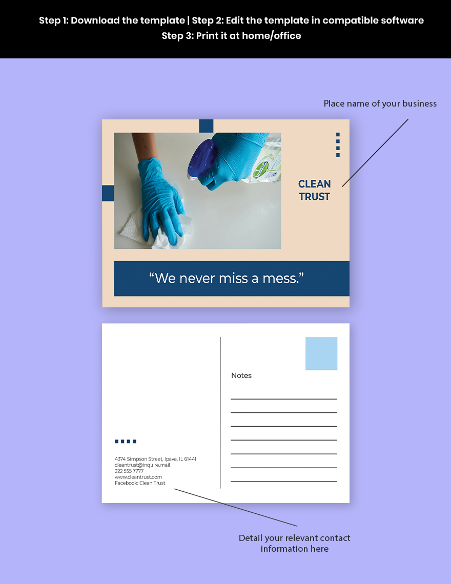 House Cleaning Postcard Template