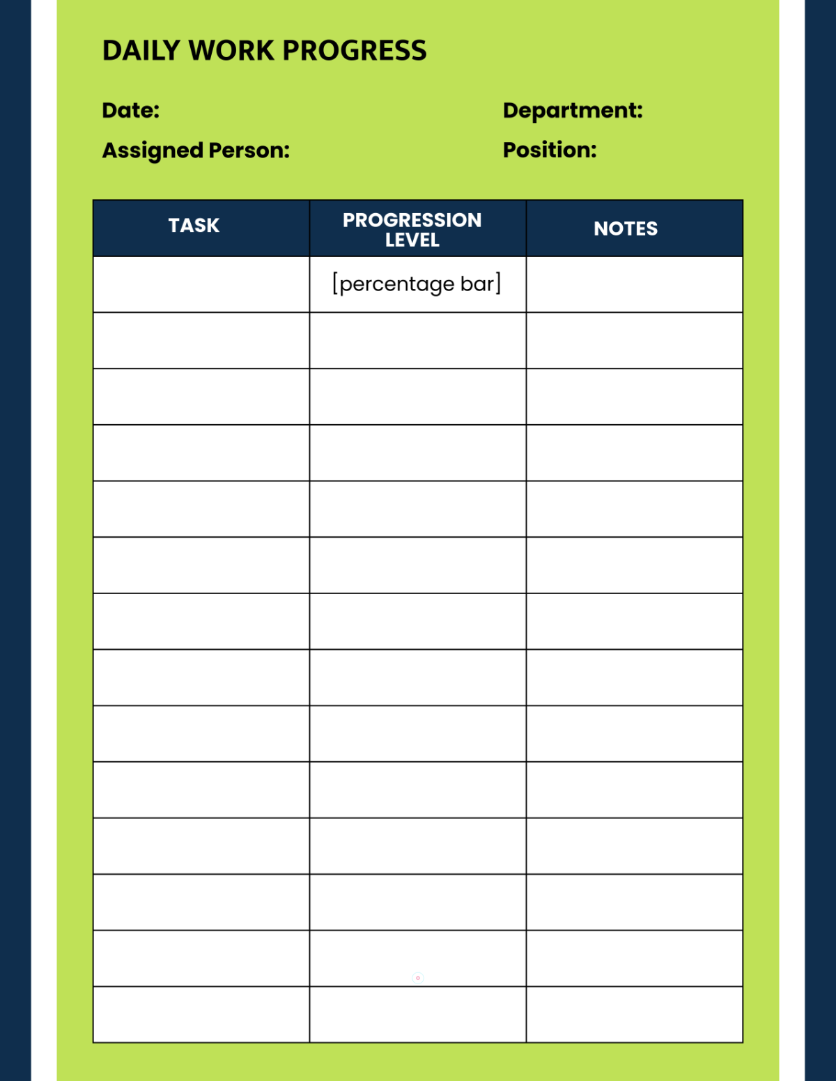 Daily Work Progress Template to Download