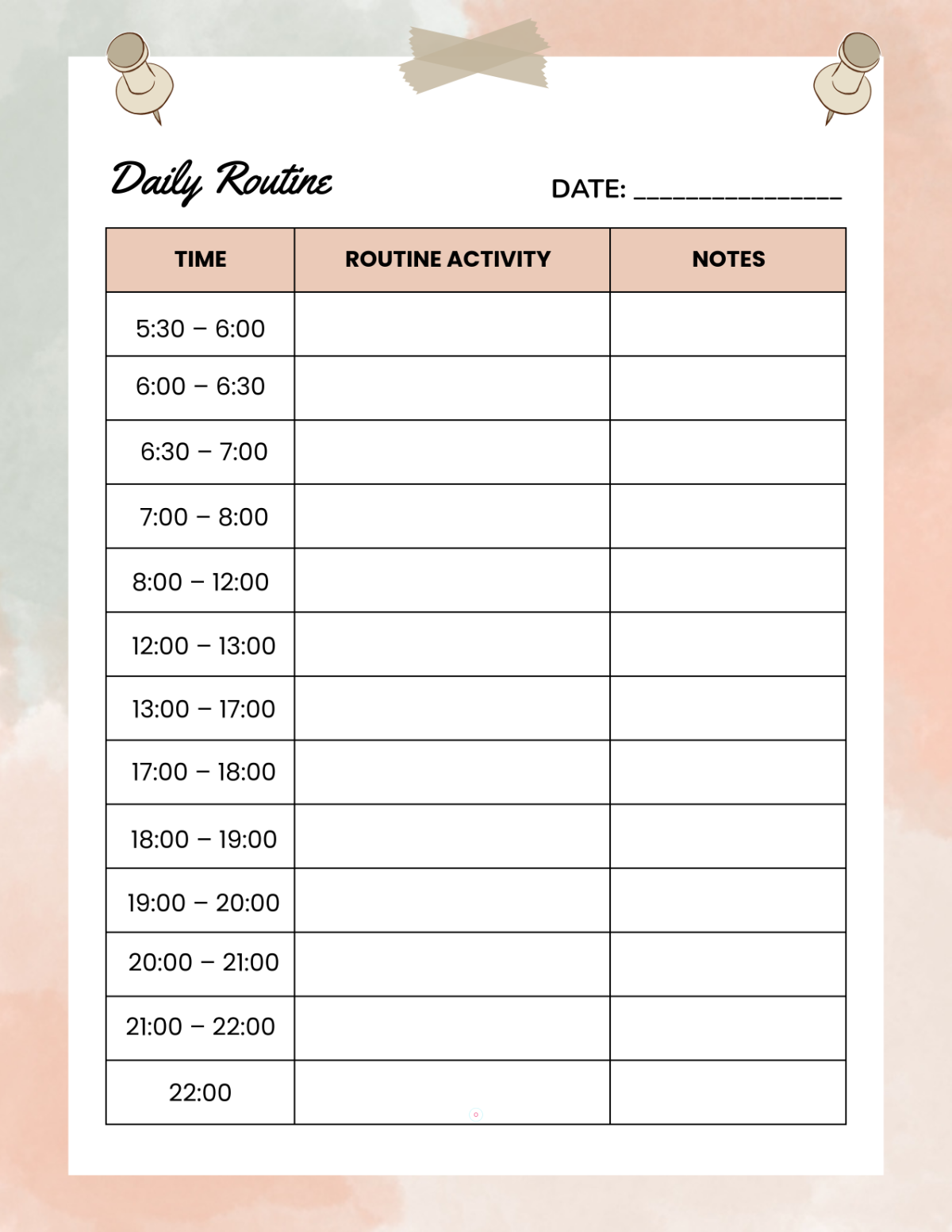 Daily Routine Template to Download