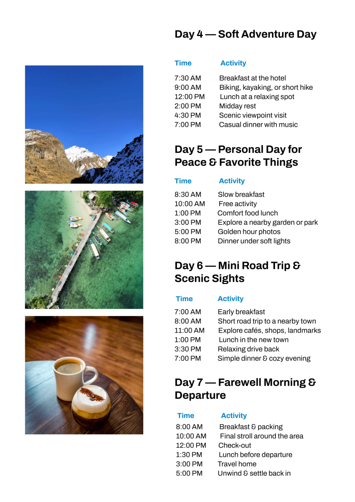 Free Daily Itinerary Template to Edit Online