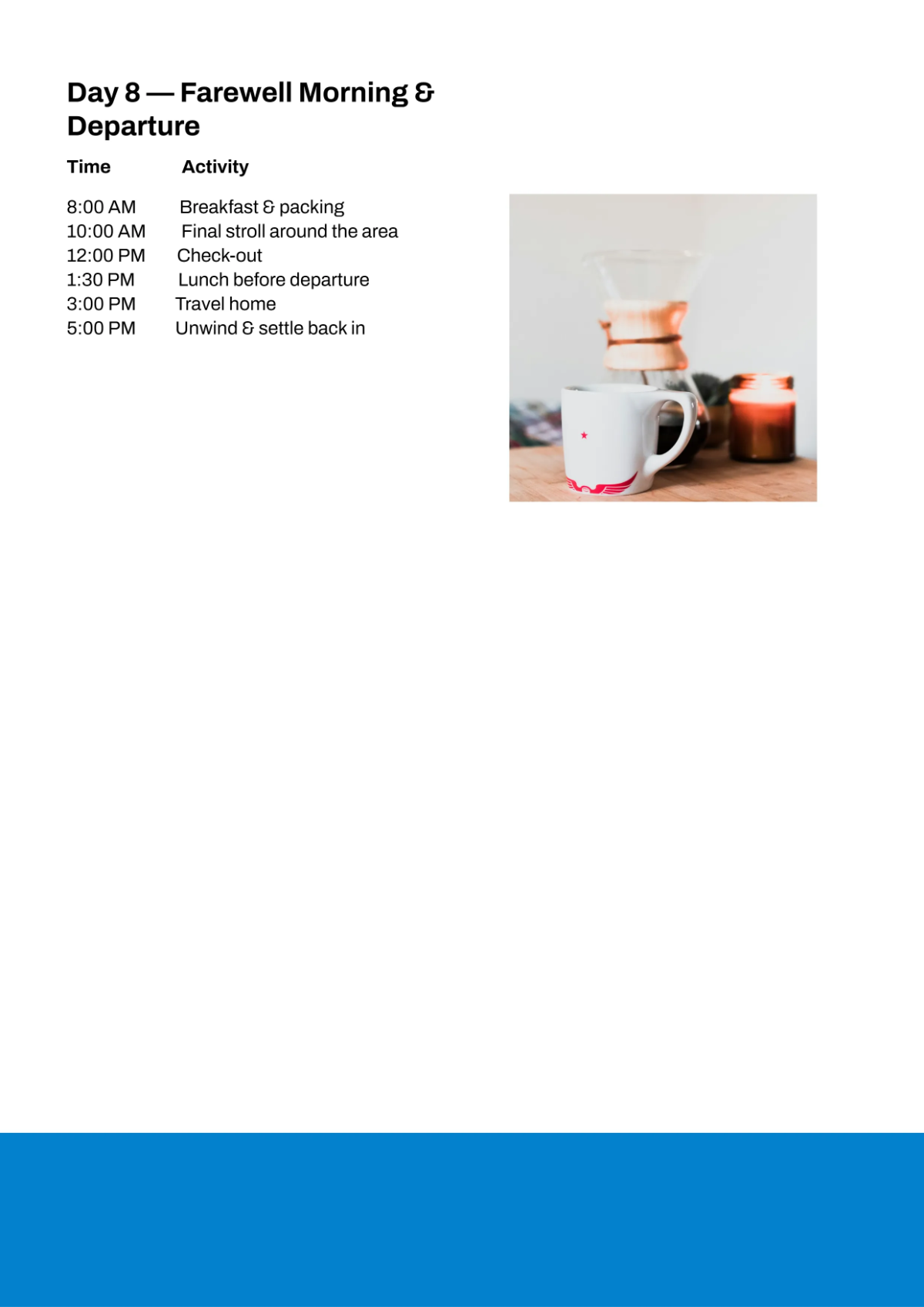 Free Daily Itinerary Template to Edit Online