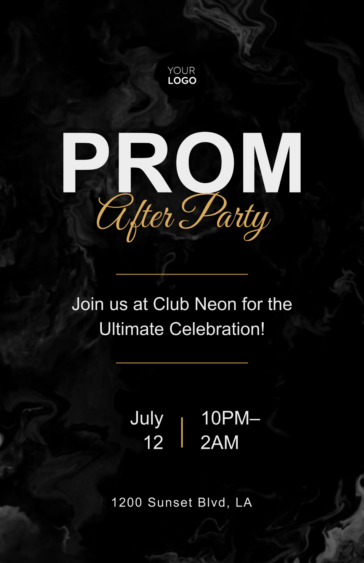Free Black Prom After Party Poster Template