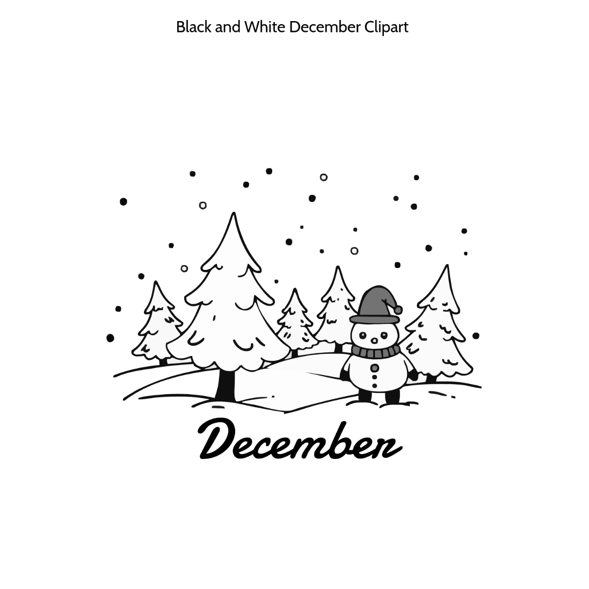 Free Black and White December Clipart to Edit Online