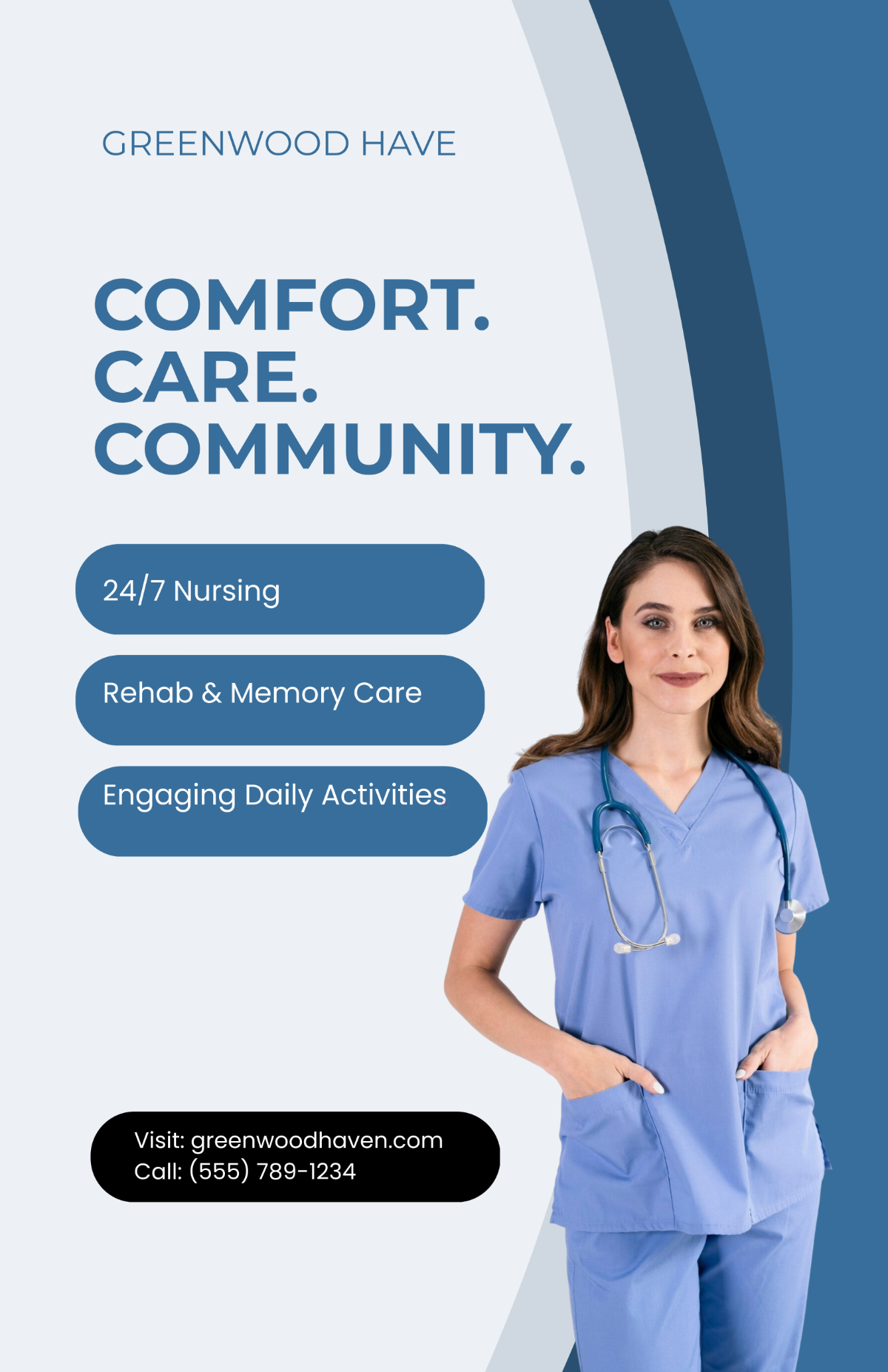 Free Portrait Nursing Home Poster Design Template
