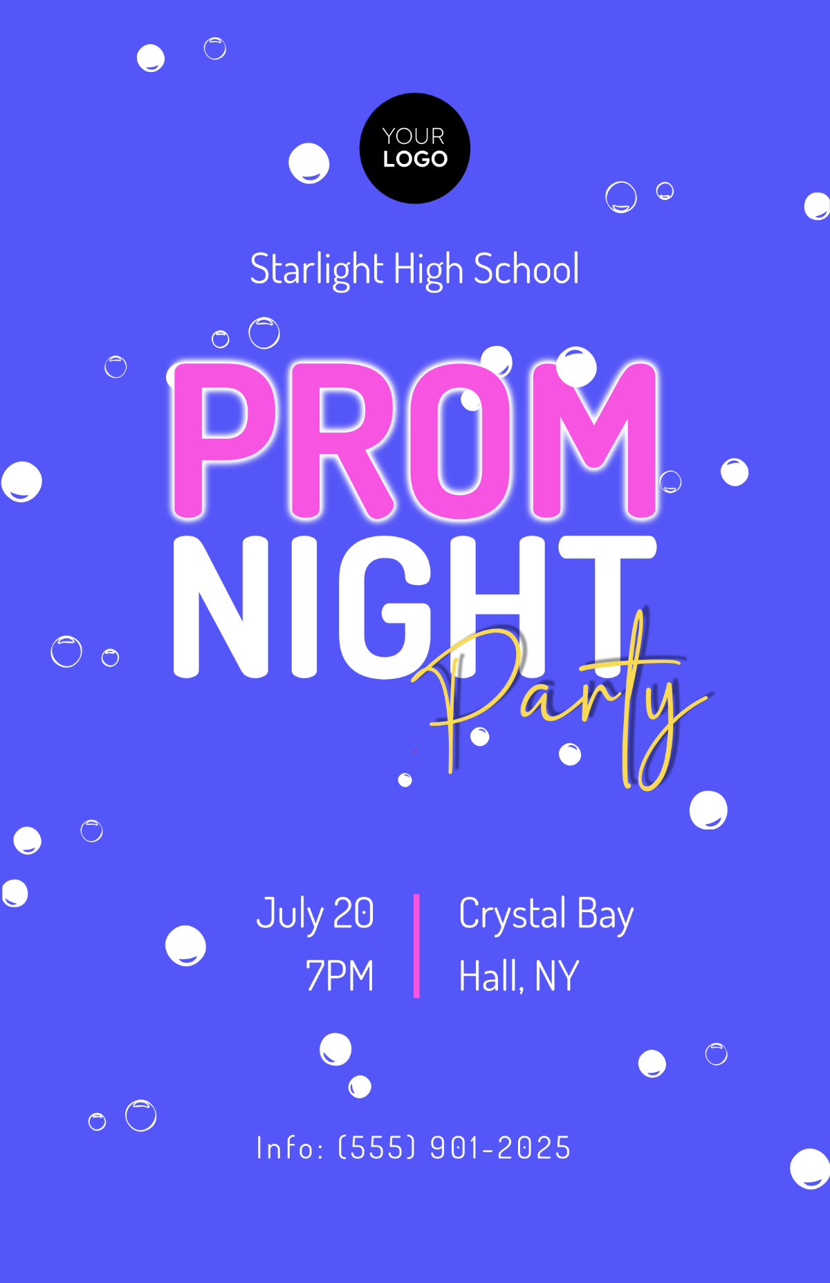 Free Bubbly Prom Poster Design Template
