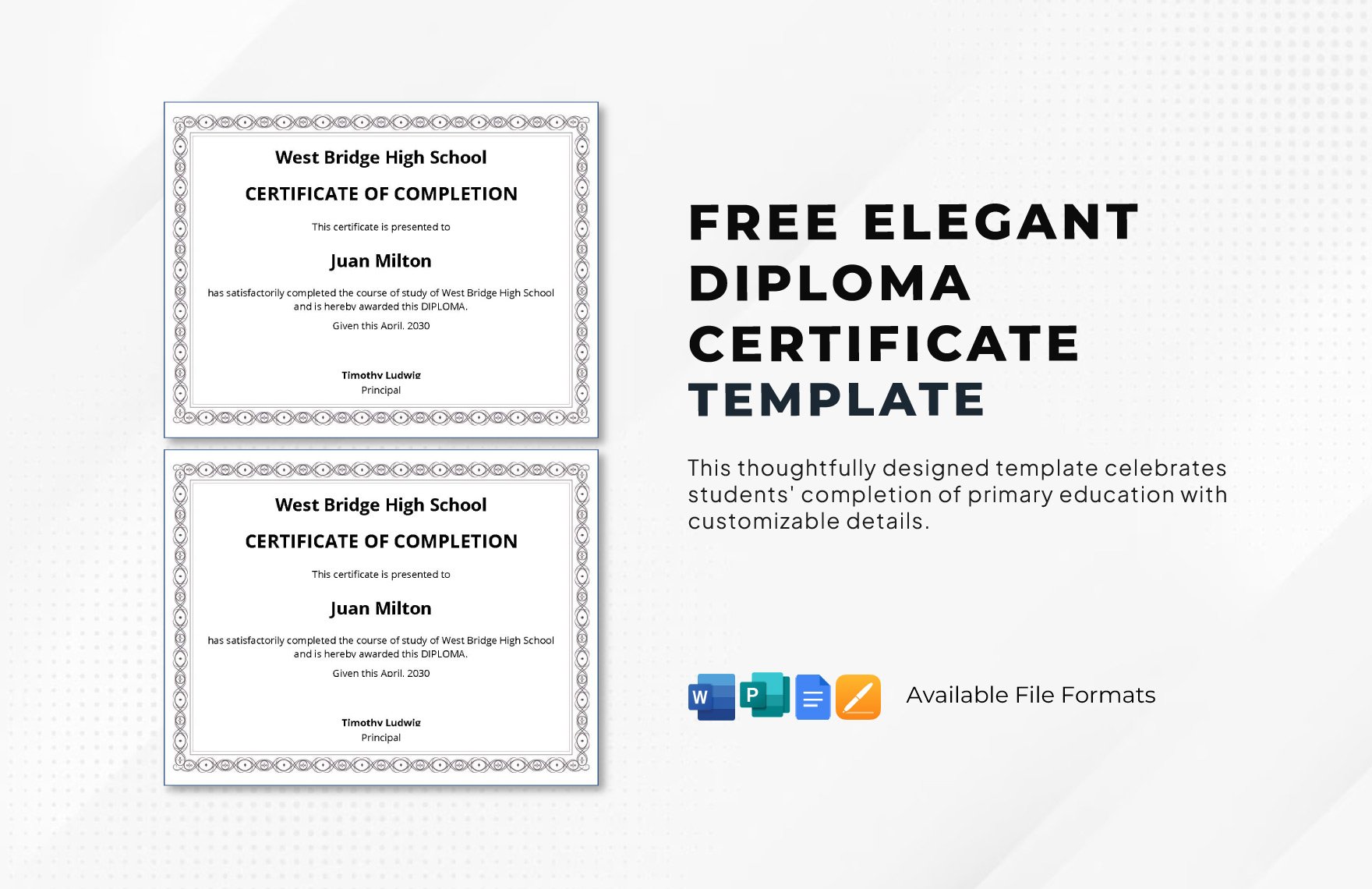 Elegant Diploma Certificate Template