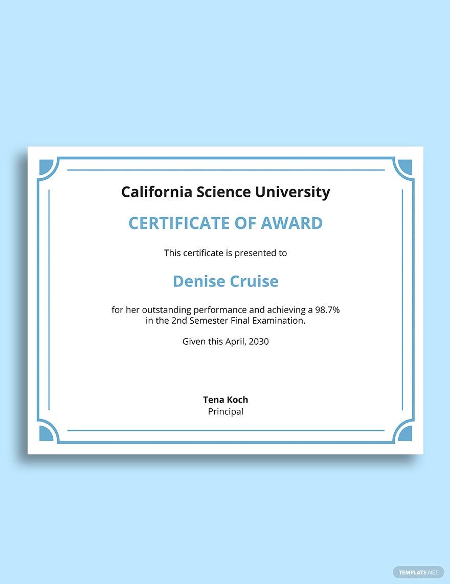 Elegant Diploma Award Certificate Template