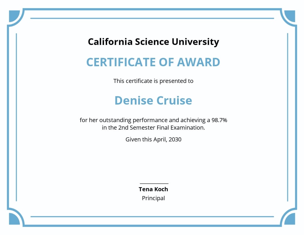 Free Elegant Diploma Award Certificate Template - Word