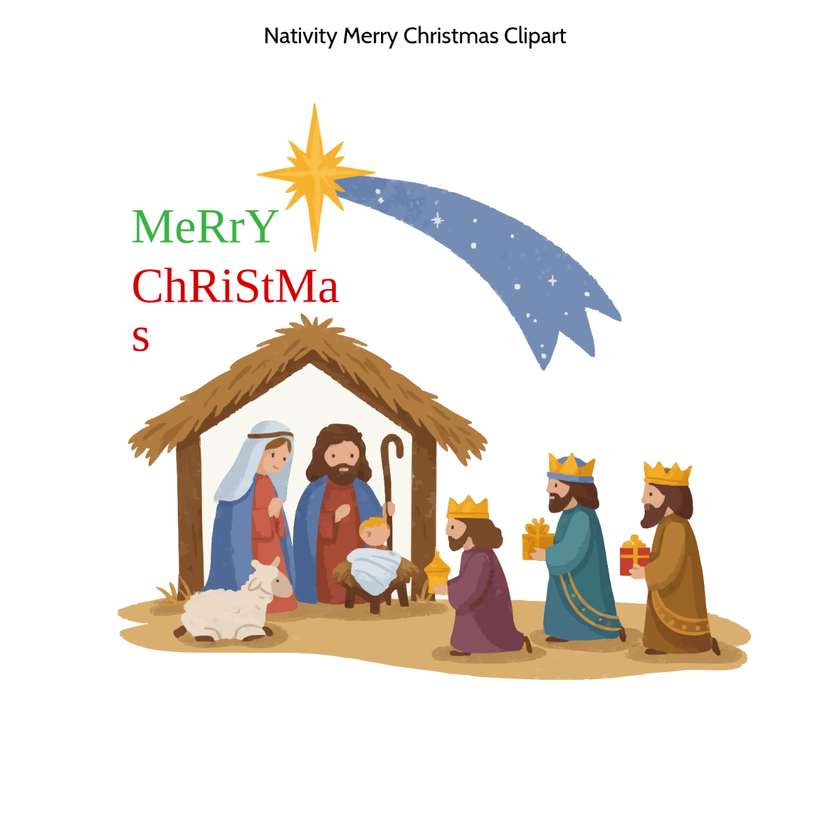 Free Nativity Merry Christmas Clipart Template