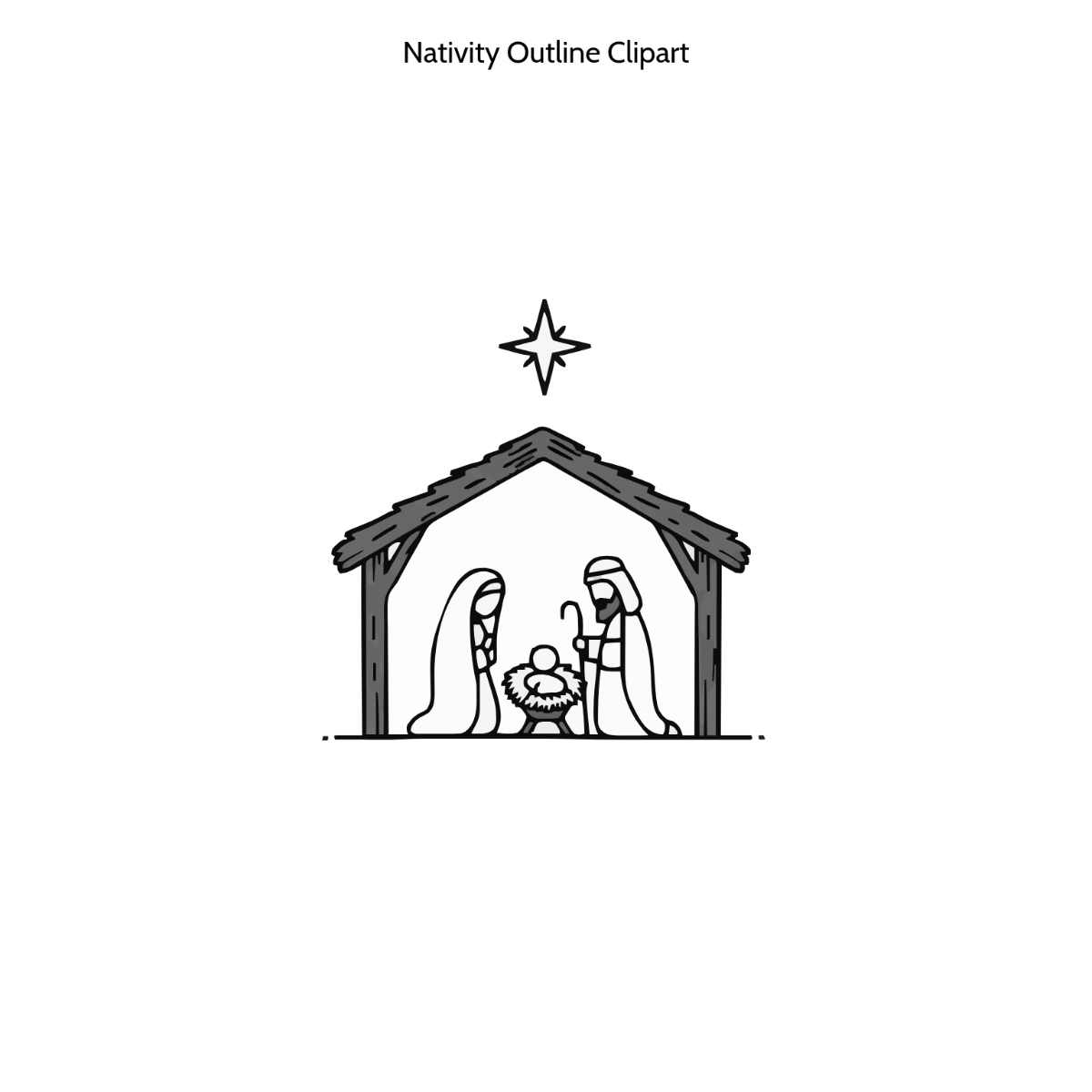 Free Nativity Outline Clipart Template