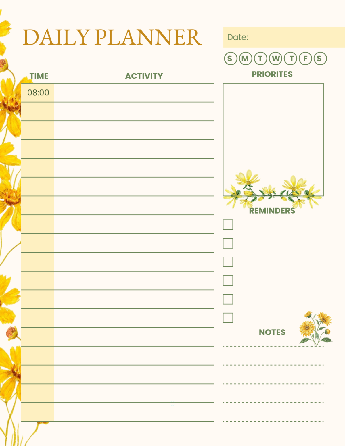 Free Daily Template to Edit Online