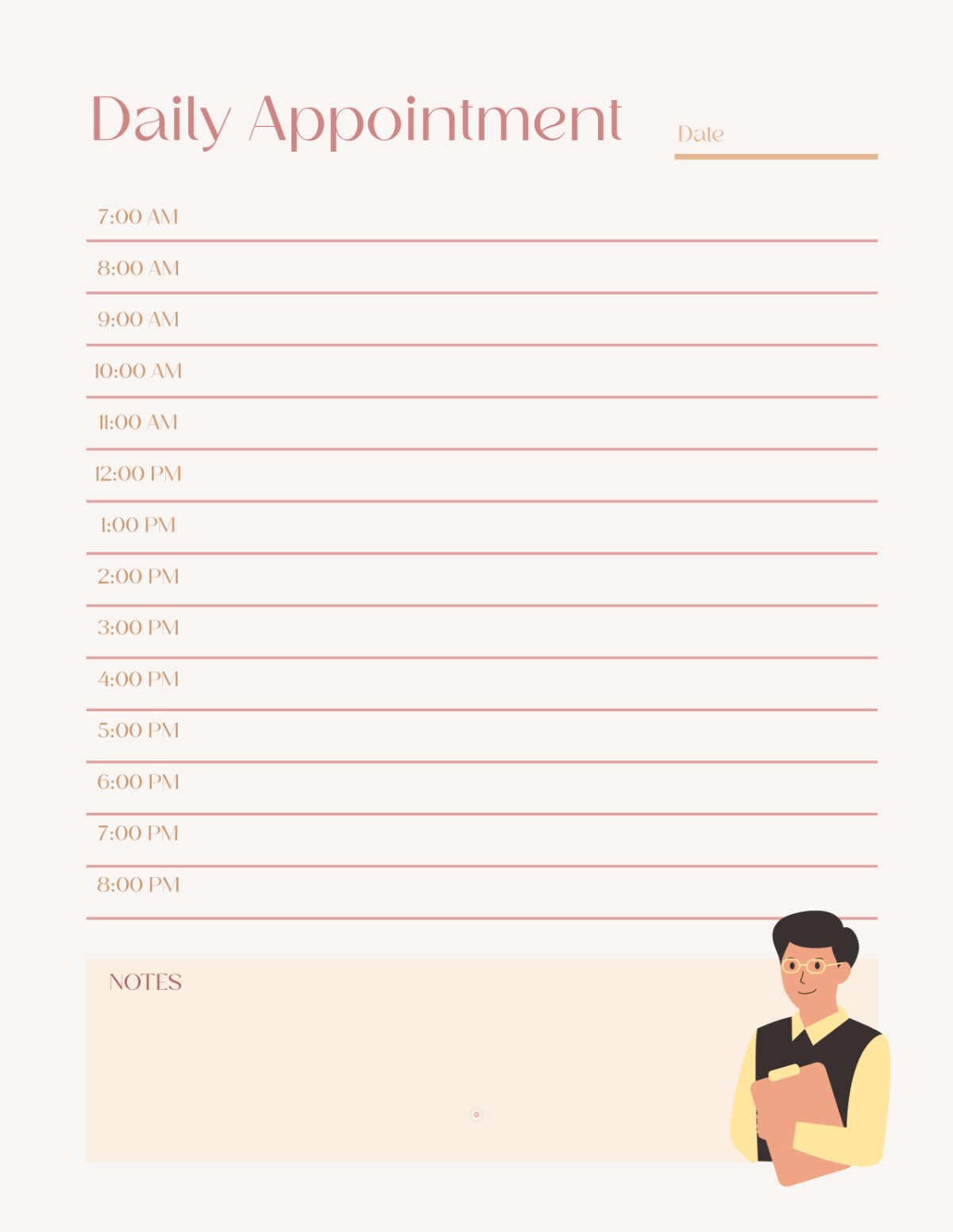 Free Daily Appointment Template to Edit Online