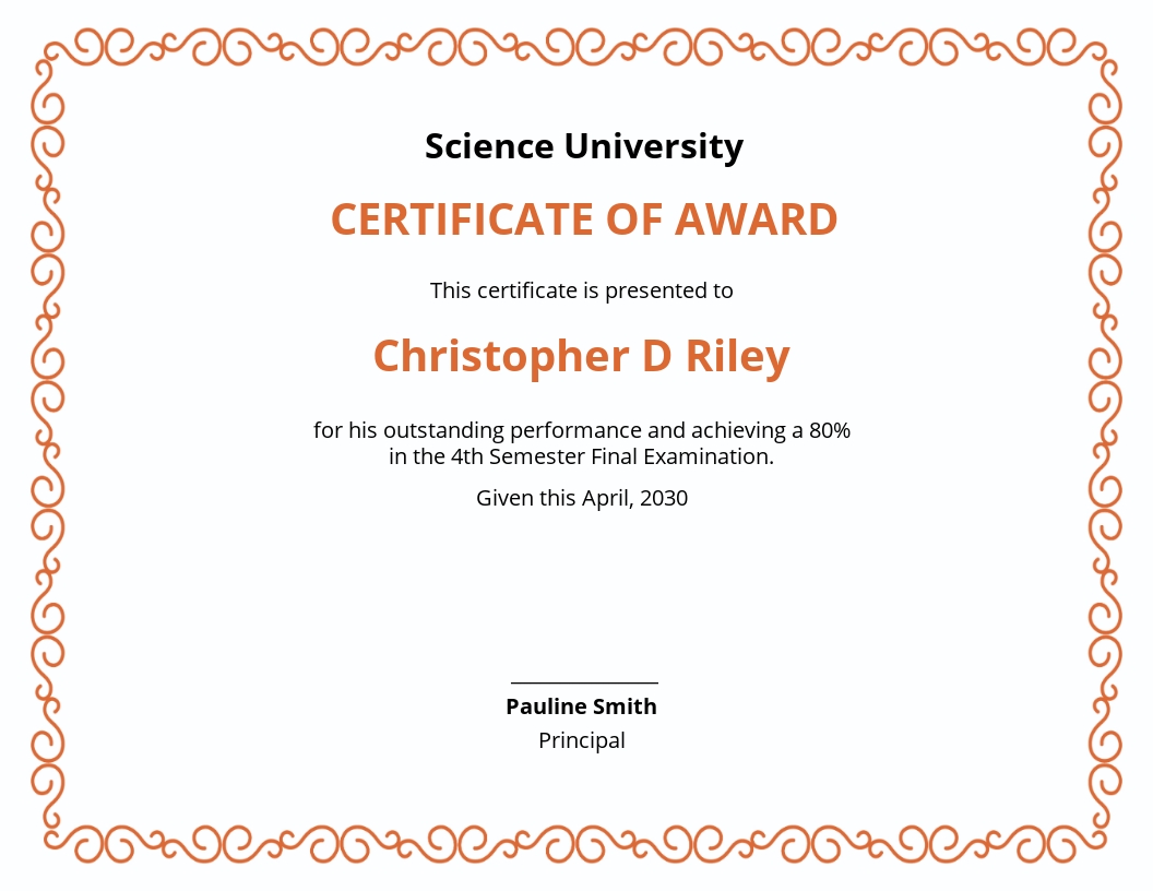 Certificate Of Academic Excellence Award Template - PSD  Template.net Intended For Award Of Excellence Certificate Template