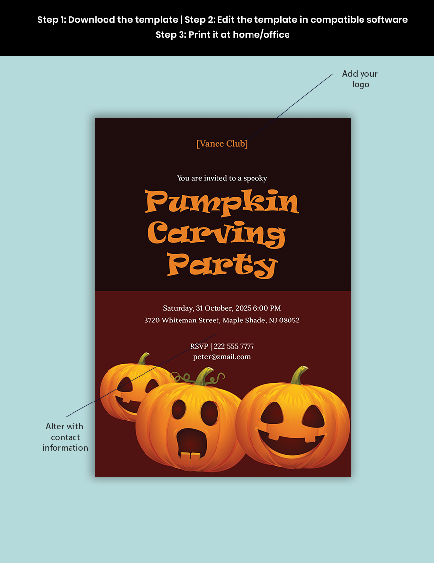 Pumpkin Carving Party Invitation Template