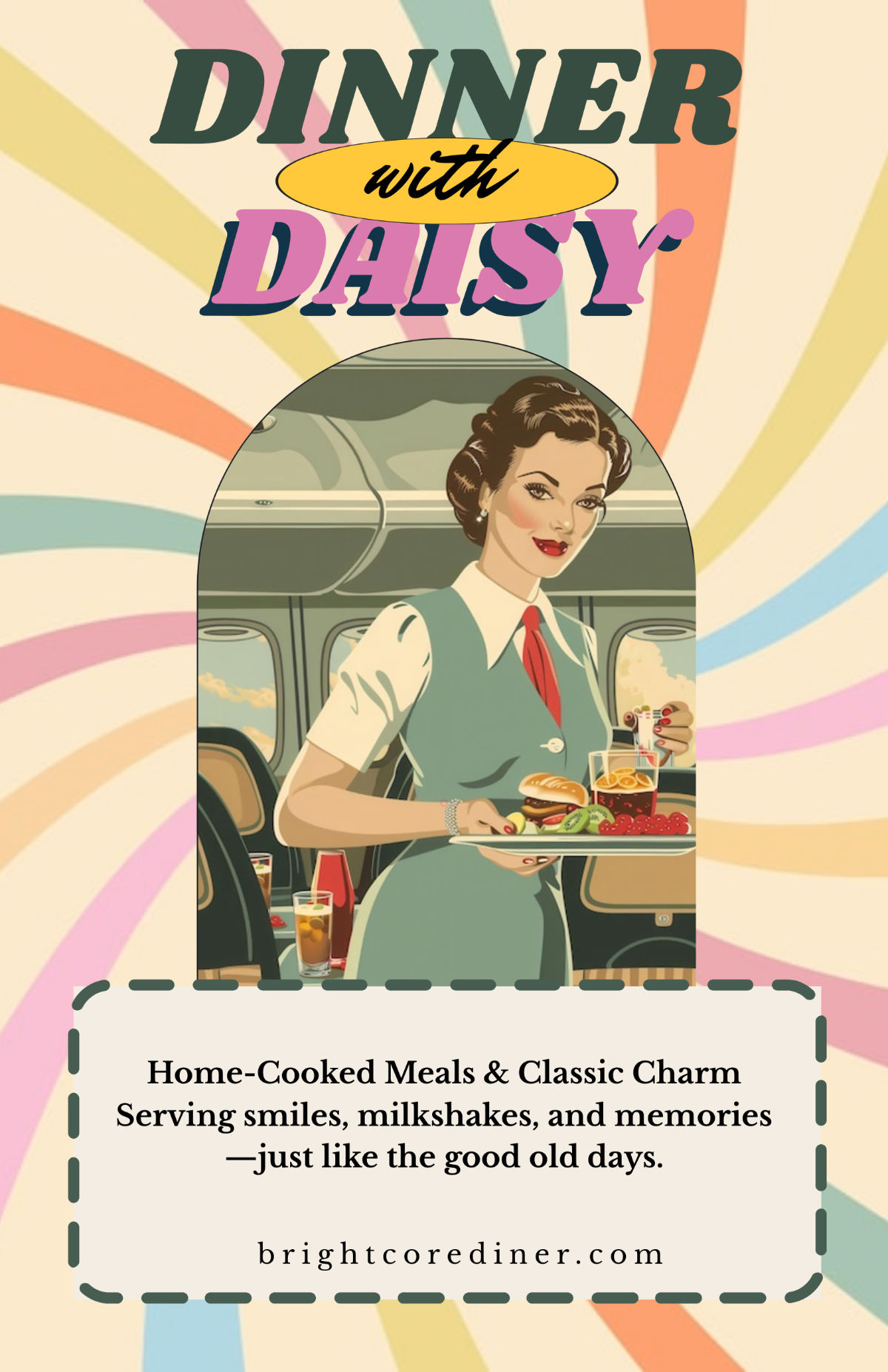 Free Retro Dinner Girl Poster Template to Edit Online
