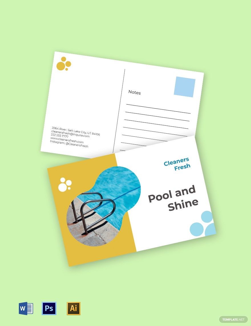 Swimming Pool Cleaning Service Postcard Template
