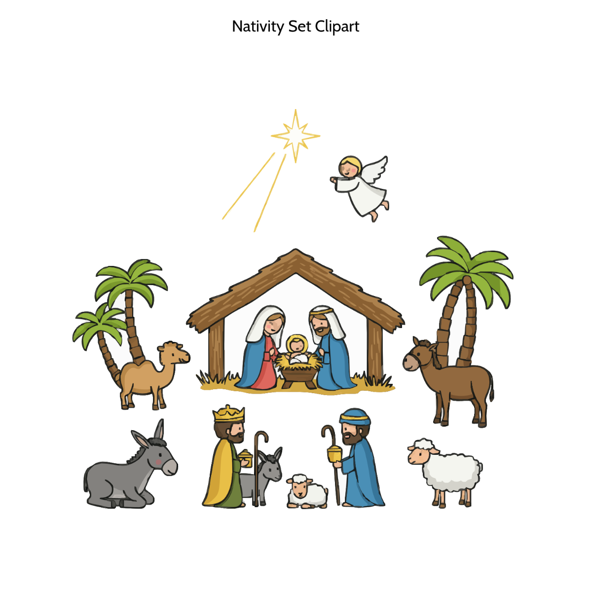 Free Nativity Set Clipart Template