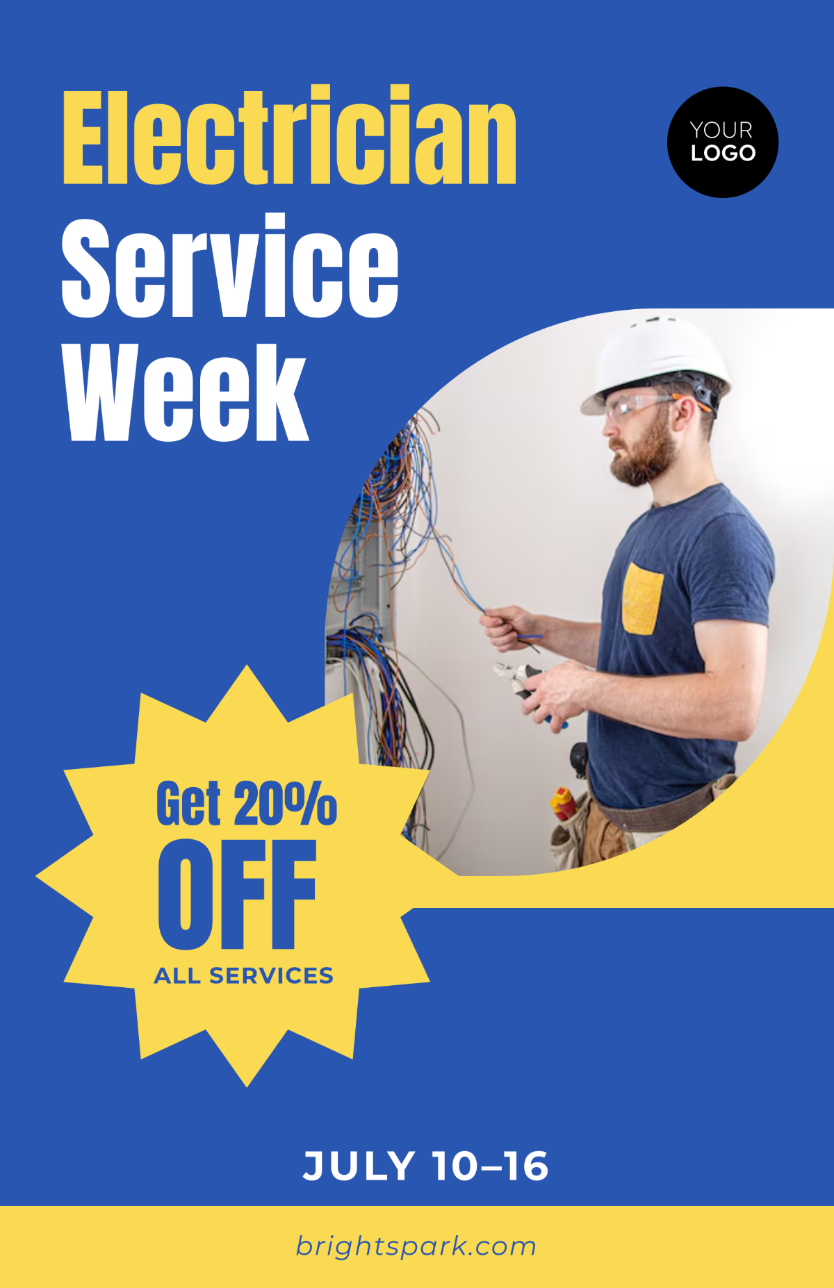 Free Blue Service Week Poster Template
