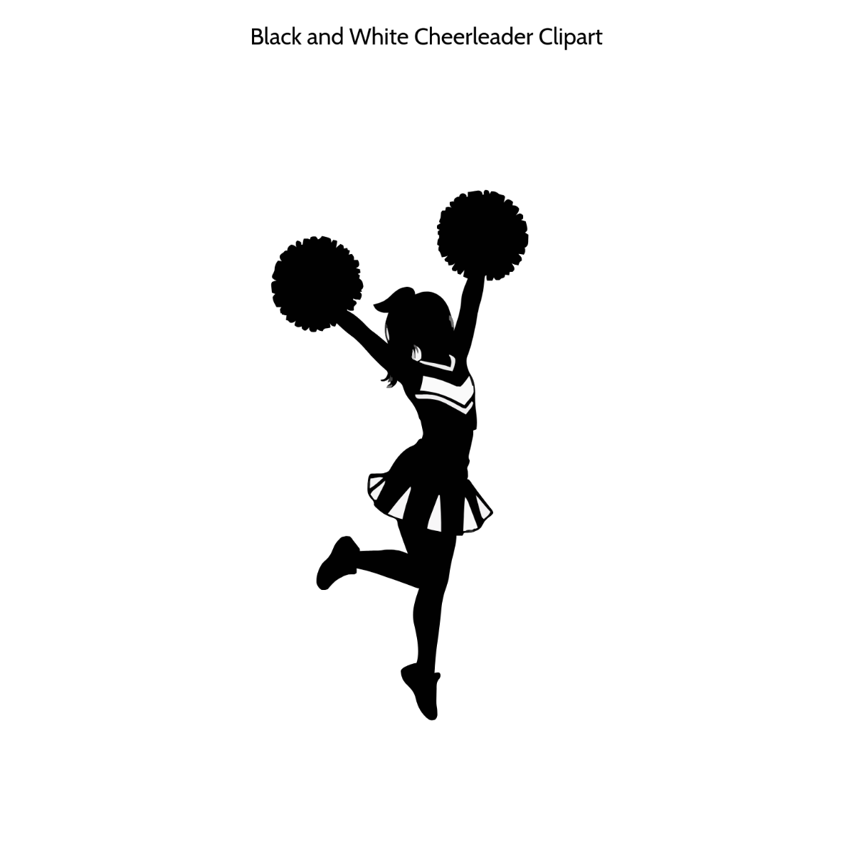 Free Black and White Cheerleader Clipart Template