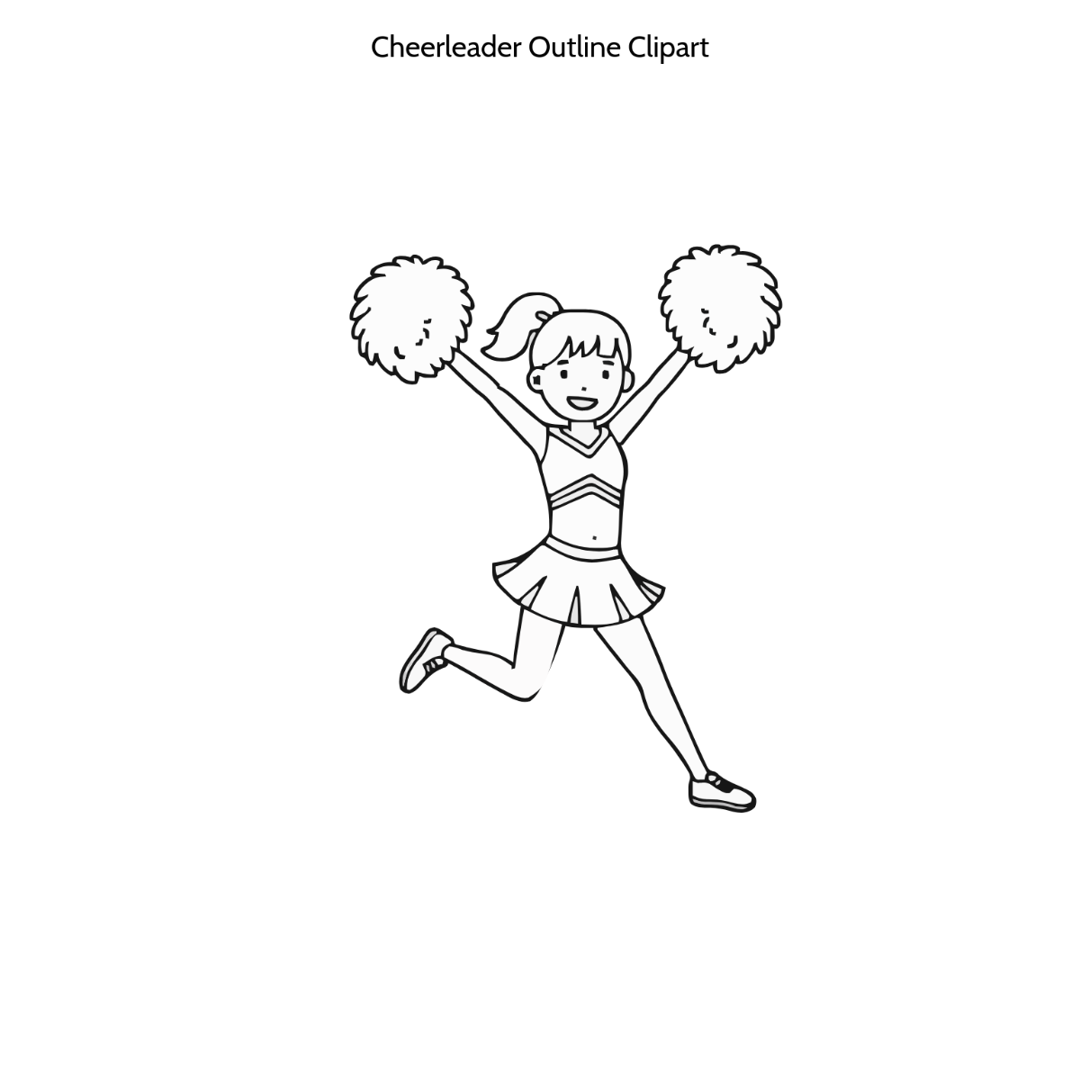 Free Cheerleader Outline Clipart Template